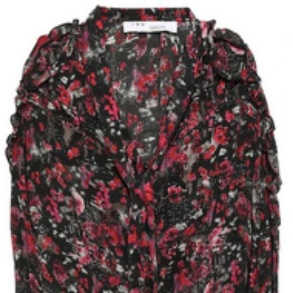 Iro Equip cutout printed silk crepe dress red and black size 4 - Picture 3 of 12